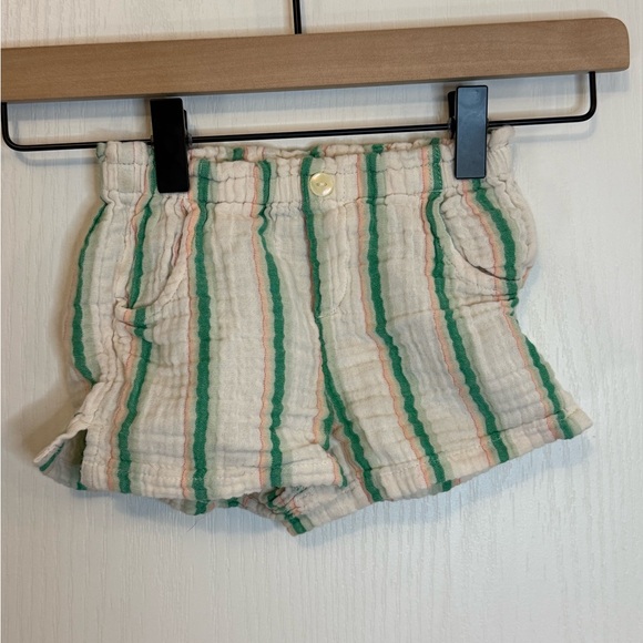 Old Navy Kids Striped Button Down Shirt and Shorts Boho Set - Green and Orange - Picture 3 of 5